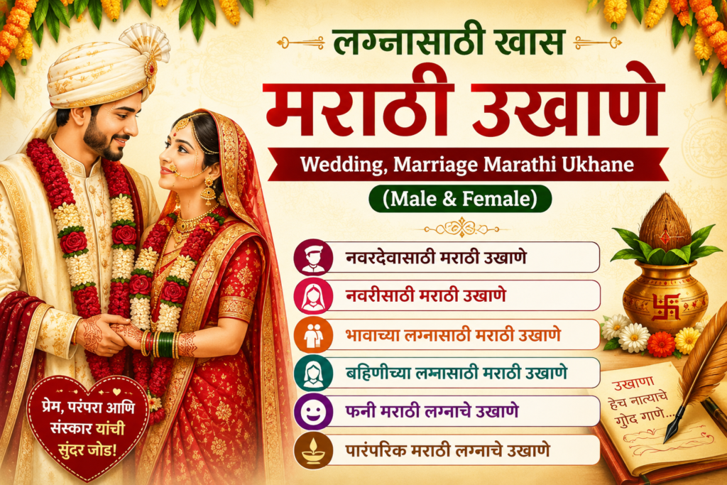 लग्नासाठी खास मराठी उखाणे | Wedding, Marriage Marathi Ukhane (Male & Female)