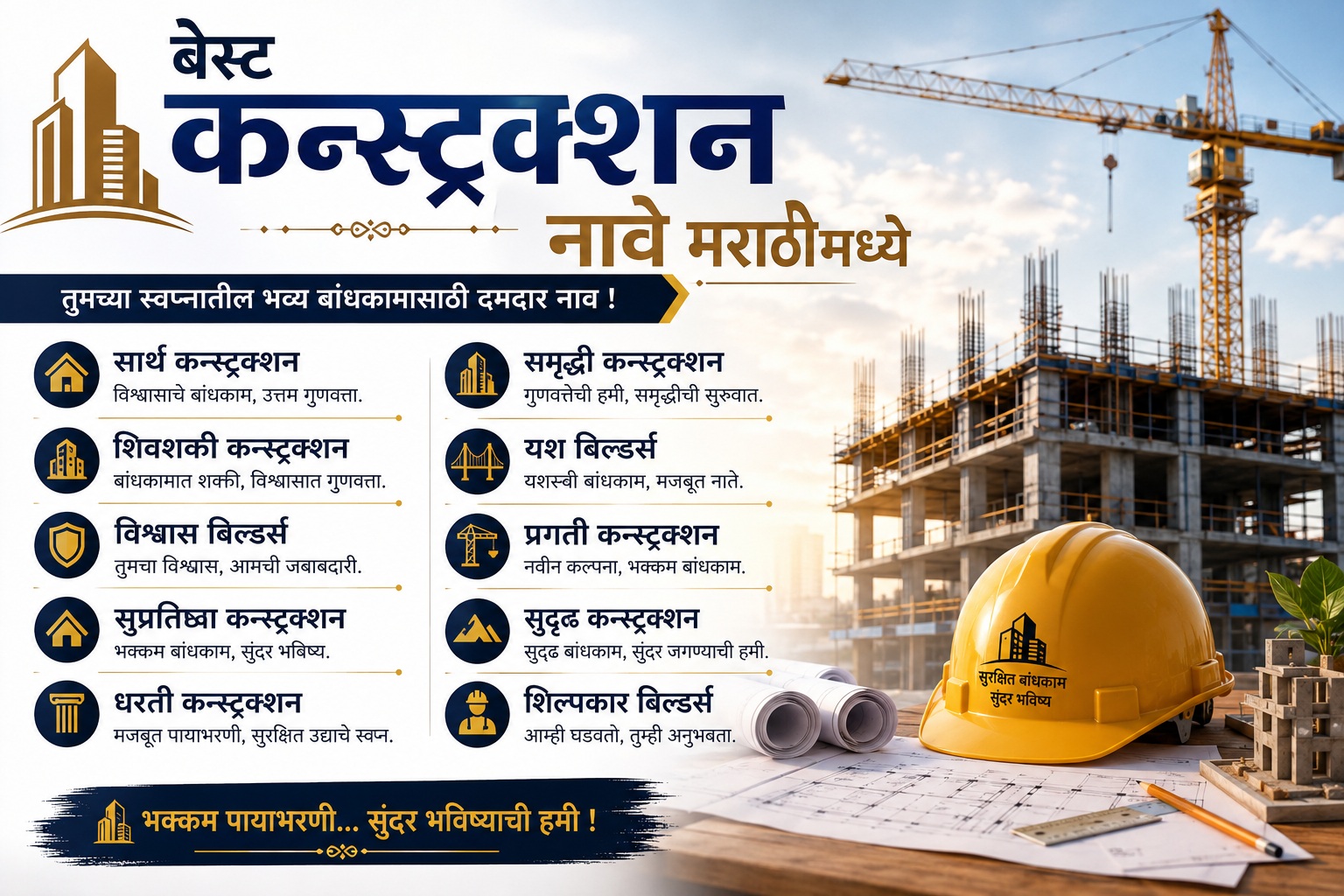 130+ New Construction Name in Marathi | Unique & Royal